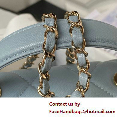 Chanel Grained Calfskin  &  Gold-Tone Metal Flap Bag with Top Handle AS4712 Light Blue 2025